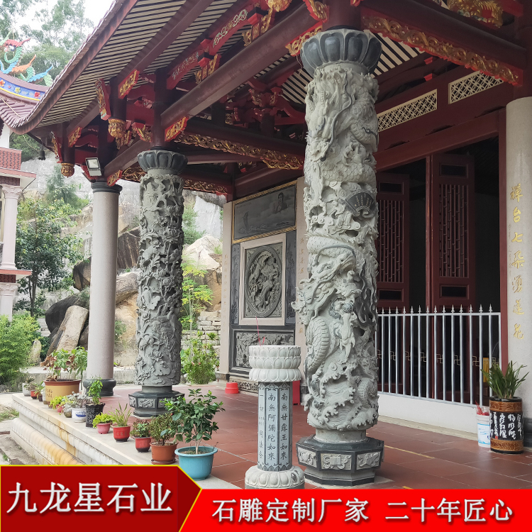 石材盤(pán)龍的柱子 龍?bào)粗邮駡D片