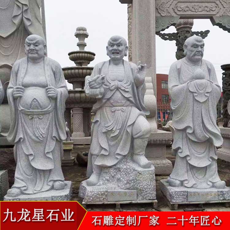 不同材質(zhì)的十八羅漢石雕像