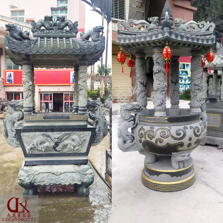 寺院圓形石雕香爐的款式造型